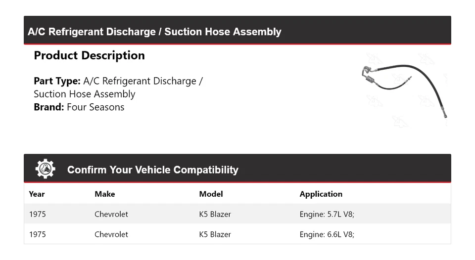 Para 1975 Chevrolet K5 Blazer linha de sucção descarga mangueira conjunto 4 estações - Imagem 2 de 4