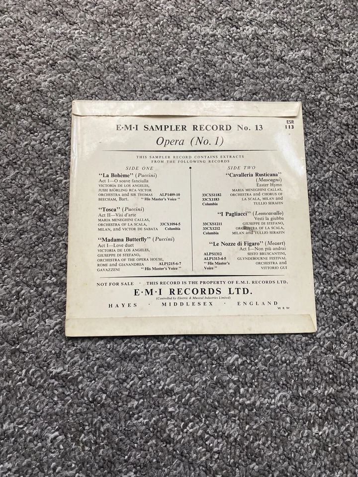 X2 VINYL - E.M.I Sampler/Demo Record ESR.113/ESR.114 Opera No.1 & No.2 - Image 4 of 4