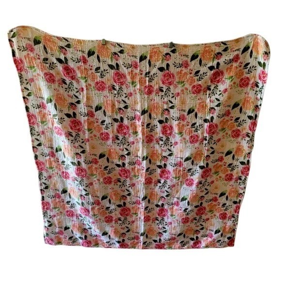 Mudpie муслин хлопок розовый цветочный пеленки бланлет большой 47 X 47 потертый страны - Изображение 2 из 4