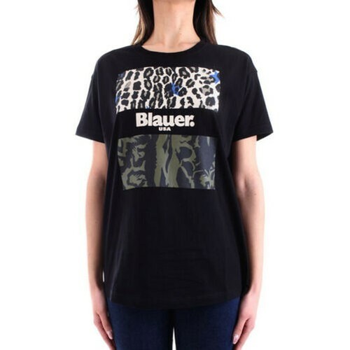 BLAUER Camiseta Logo Mujer Niña Algodón Animal Camuflaje 21SBLDH02137 - Picture 2 of 11