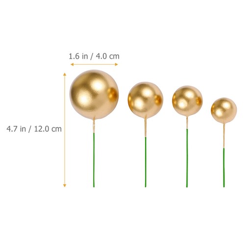 40 Pcs Cake Ornament Insert Cupcake Topper for Wedding Decoration Golden Ball - Picture 10 of 12