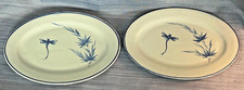 Vintage Chinese White and Blue 10" Inch Dragonfly Oval China Porcelain Plate Lot