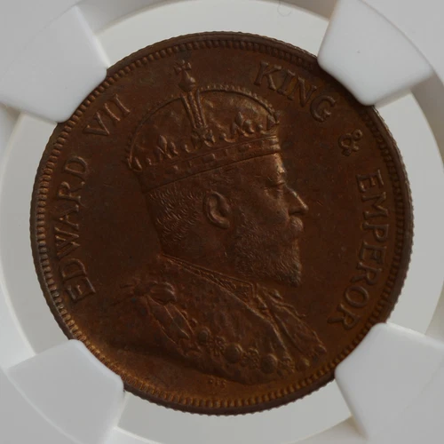 STRAITS SETTLEMENTS: EDWARD VII CENT 1903 MS63 BN NGC