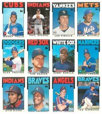 1986 Topps Traded Baseball #1T-#132T U-Pick - Complete your Set NM