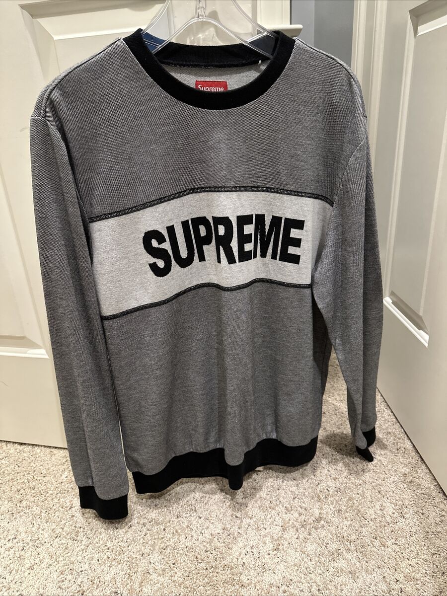 Supreme Tonal Stripe Logo Crewneck Black Size L Mens SS17 Supreme Tonal Stripe Logo Crewneck Black Size L Mens SS17
