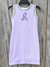 Girl  s Glorimont Lavender Stripe Seersucker Embroidered  A  Sleeveless Dress 10