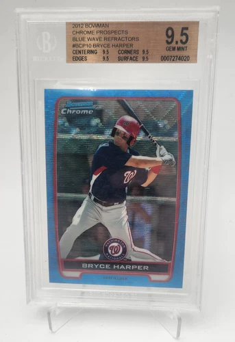 2012 Bowman Chrome Prospects Blue Wave Refractors Bryce Harper (RC) BGS 9.5