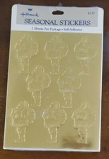 Vintage Hallmark Seasonal Stickers, Gold Santa's, NIP 2 sheets