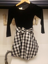 Vintage Bonnie Jean Black/white Velvet Fit Flare Girls Dress Size 7 Party