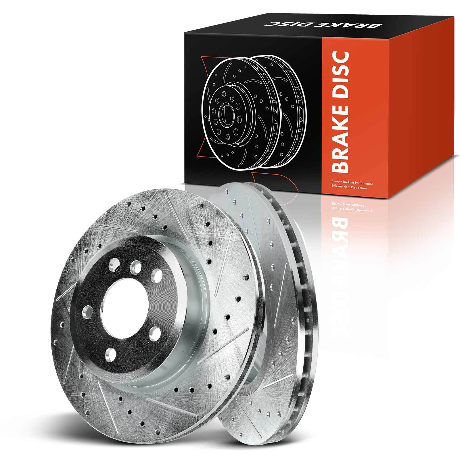 2x Front LH & RH Drilled & Slotted Brake Rotors for BMW X3 20042010 2