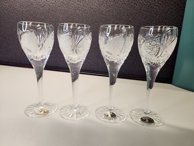 Vintage CZECHOSLOVAKIA Bohemia Lead Crystal Glass Set of 4