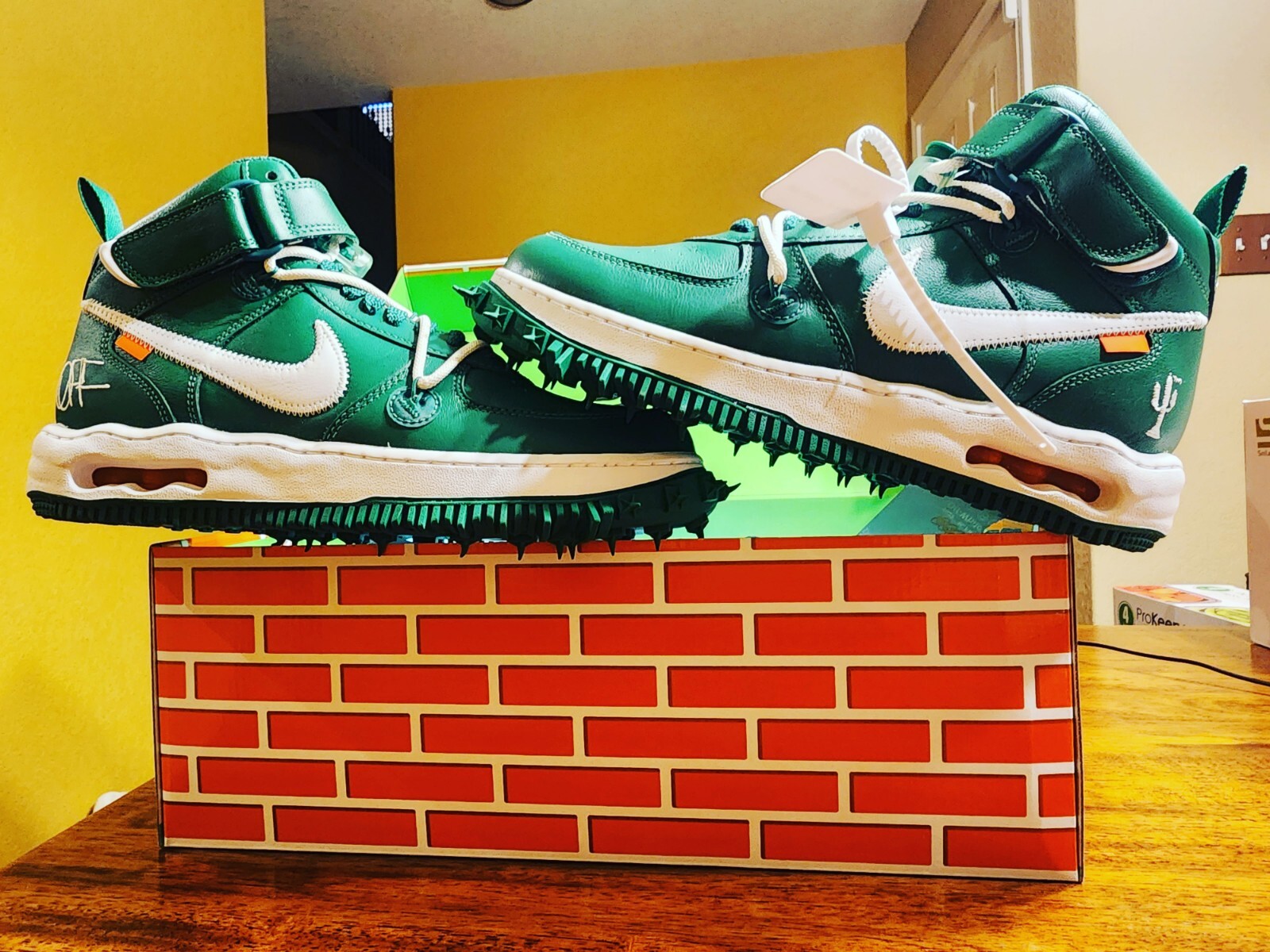 OFF WHITE X NIKE Taglia 9 5 Nike Air Force 1 Mid SP pelle x bianco sporco verde pino