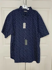 NWT Daniel Cremieux size XL navy green short sleeve button up shirt mens $85