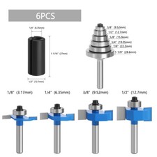 1/5/6PCS Biscuit Cutter Joint Slot Router Bit & Bearing Set 1/4"(6.35mm) Shank