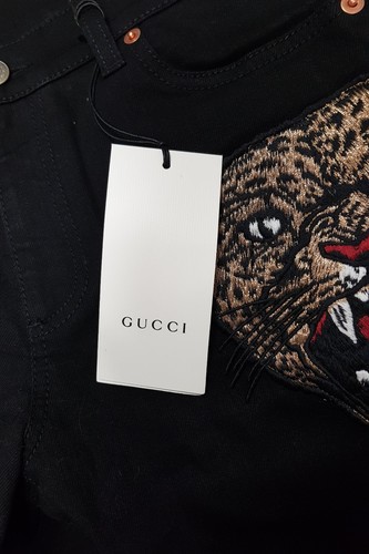 NWT GUCCI Angry Cat Embroidered Denim Pant, size 26 - Picture 5 of 11
