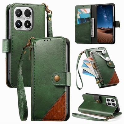 Zip Splice Leather Wallet Phone Case For Xiaomi 17 15T 14T Redmi Note 15 14 POCO