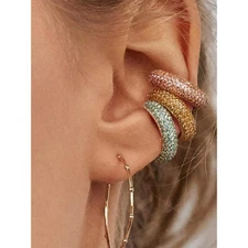 Rhinestone Ear Cuff Set Unique Shiny Decoration Retro Style Jewelry Exquisite