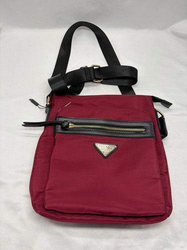 Pegaso Shoulder Bag Purse Tote Nylon Wine Red Color