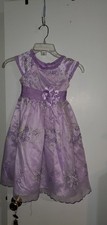 Jona Michelle Flower Girl Formal Dress Wedding White Purple Satin Lace Trim Sz 5