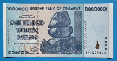 Zimbabwe 100 Trillion Dollars (2008) Immaculate, Uncirculated, AA+, Collectible - Image 1 of 4