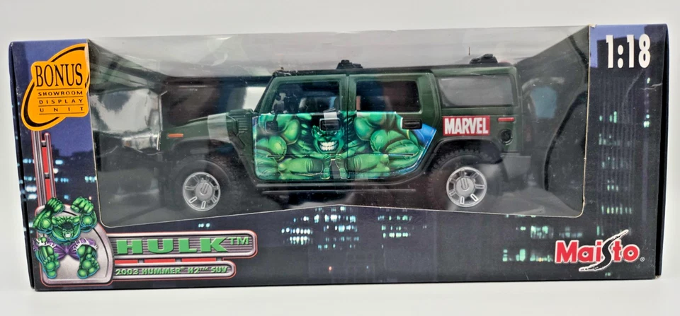 Maisto escala 1/18 diecast 36004 - 2003 Hummer H2 SUV - Hulk sin usar, en caja Foto 4 de 4