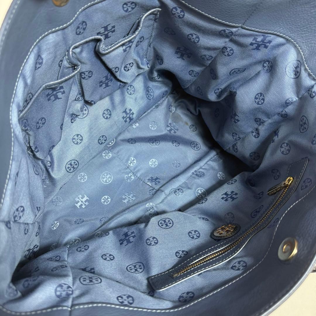 Tory Burch Blue Python Embossed Suede Leather Tot… - image 13