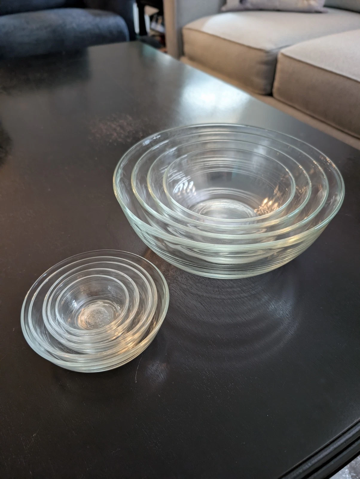 VTG DURALEX GLASS NESTING MIXING & SERVING BOWLS SET OF 9 MADE IN FRANCE