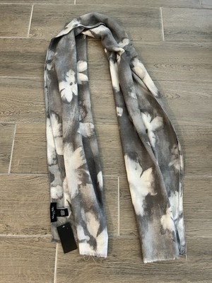 Marcus Adler of New York Scarf Wrap, New with Tag, Grey White Flowers