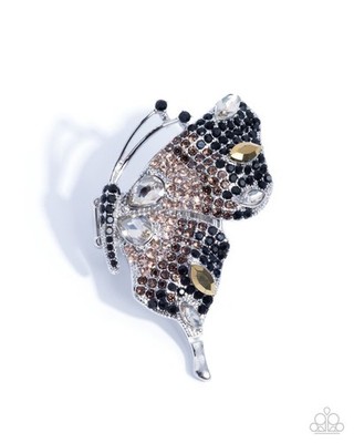 Paparazzi Fantastical Flutter - Black -Multicolored Rhinestones - Gems - Half B