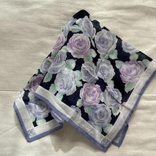 Black blue and lavender rose print bandana 0839
