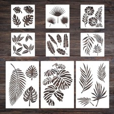 9Kit for Creative Floral Leaves Stencils Painting Template Repeatedly for DIY Gi