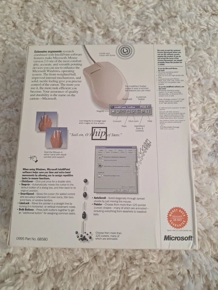 Vintage Microsoft Mouse2.0 w/Intellipoint Software Windows 95  - Image 2 of 4