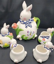 Vintage Mercuries Easter Bunny Spring Time Garden Party Ceramic Tea Set