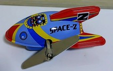 Vintage Tin Toy Rocket SPACE-Z Wind-up Type Showa Retro with Box