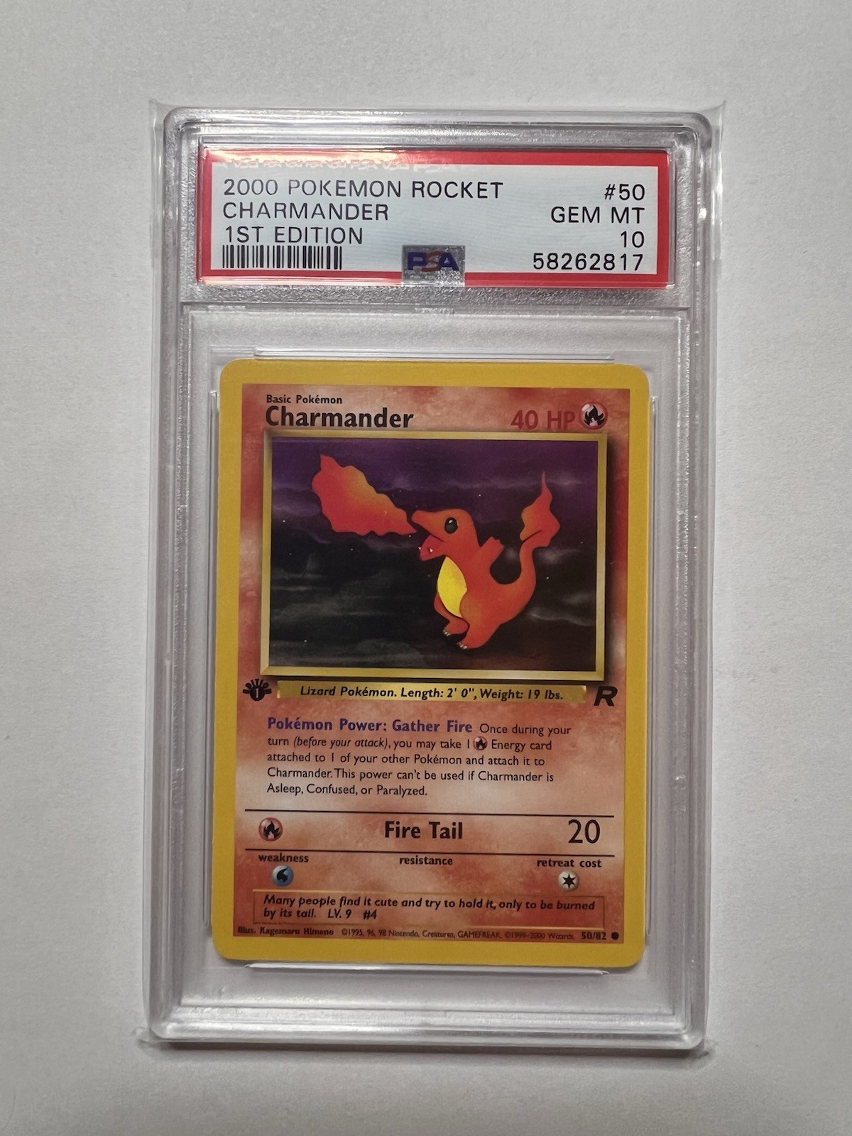 2000 Pokemon Team Rocket 1st Ed. Charmander #50 PSA 10 Gem Mint