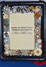 JEWELRY ART DECORATED PICTURE FRAME CONTEMPORARY MODERN  ONE OF A KIND 5x7