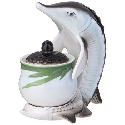 Lefard Sturgeon Porcelain Caviar Dish with Lid