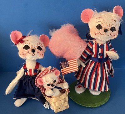 Annalee 4th of July American Flag Picnic Party LOT OF 2 - Rare New With tags