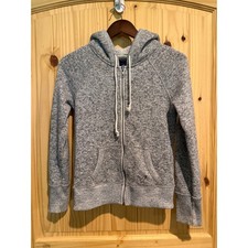 American Eagle Womens Gray Marl Sherpa Lined Zip Up Hoodie Sweatshirt Size M