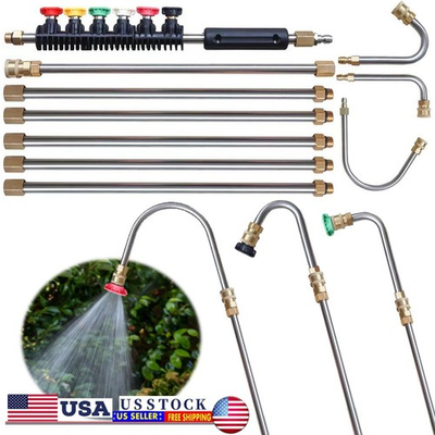 #ad #ad 10Pcs High Pressure Washer Wand Set Water Gun Nozzle Extension Rods Set 4000PSI $37.17