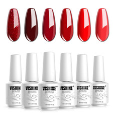 Glamour Red Gel Nail Polish Kit 8ML 6 Bottles Soak off Nail Gel Polish Manicure