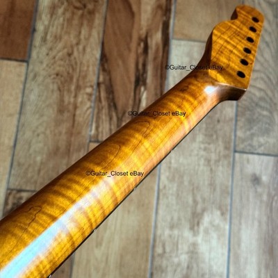 Roasted Flame Maple Rosewood Stainless Tele Neck Nitro Satin Fit Warmoth TR22BD