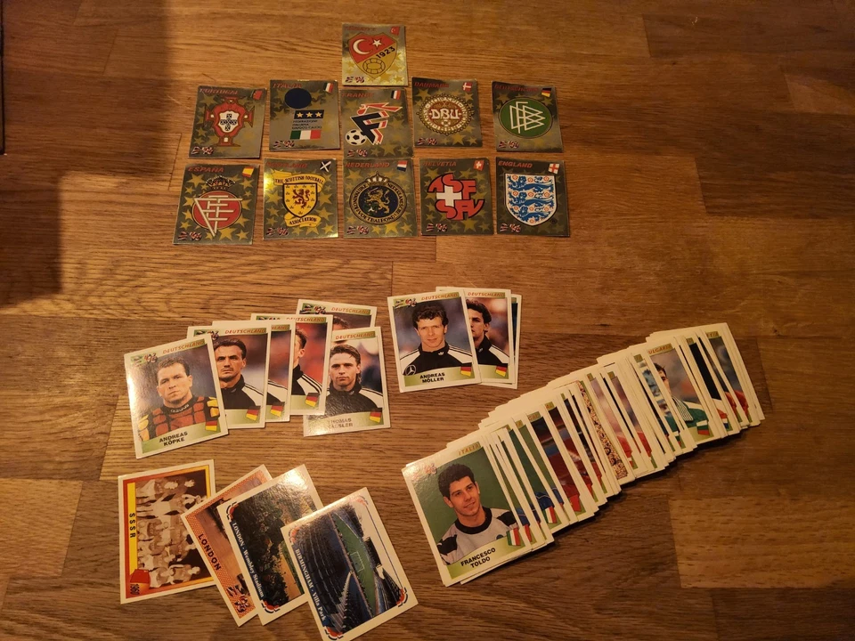 Panini EM/EC Europa 96 England 112 versch. Sticker ungeklebt 11 Wappen + 9 DE - Bild 1 von 3