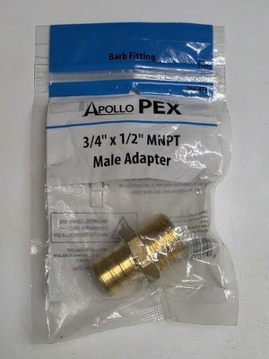 Apollo APXMA1234 Pipe Adapter, 3/4 x 1/2 in, PEX x MPT, Brass, 200 psi Pressure