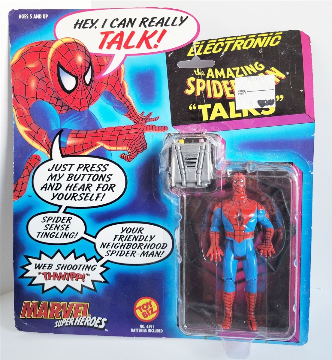 Toy Biz 1991 Marvel Super Heroes Electronic Spider-Man Talks NEEDS