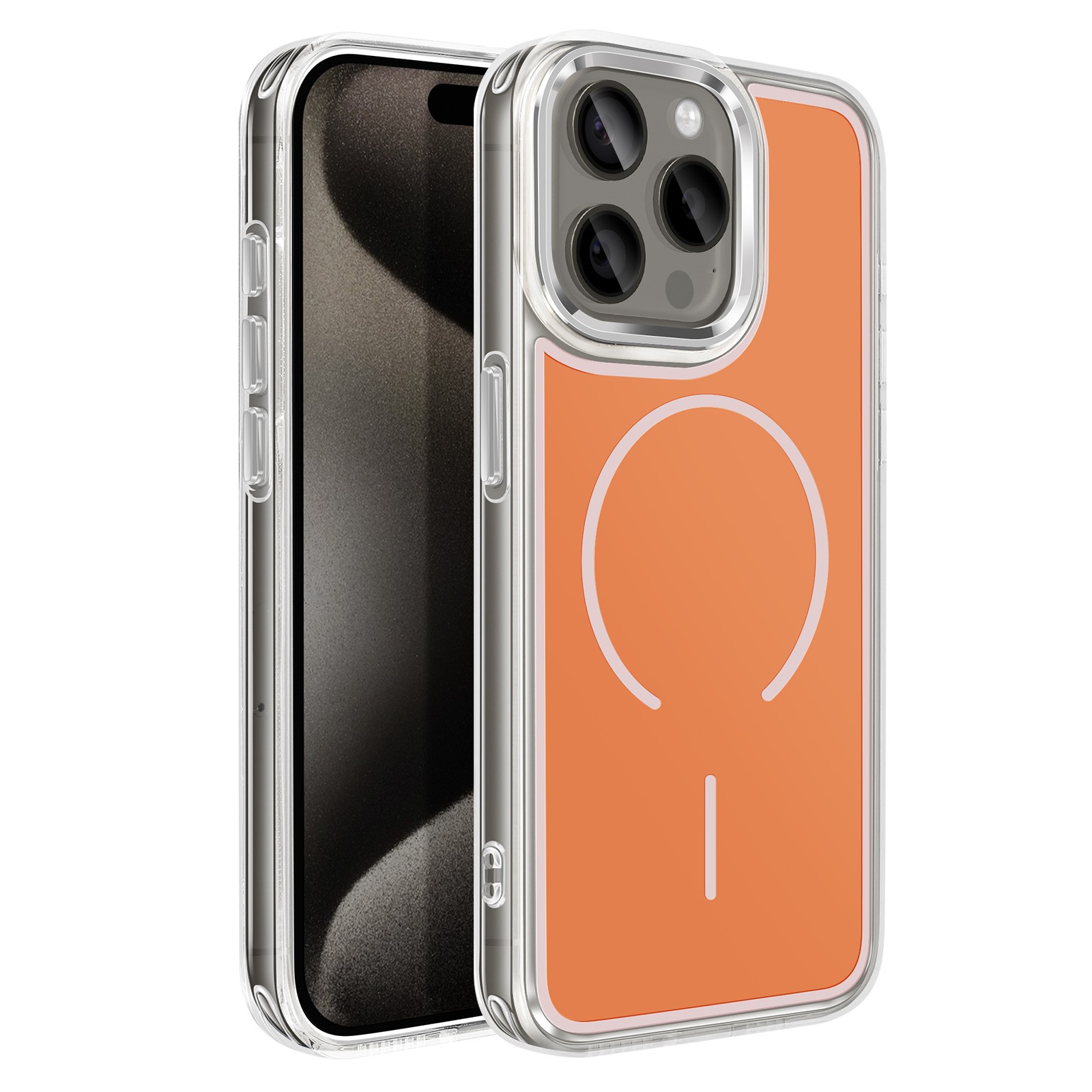 Coque iPhone 15 Pro orange pour éviter les rayures et casses