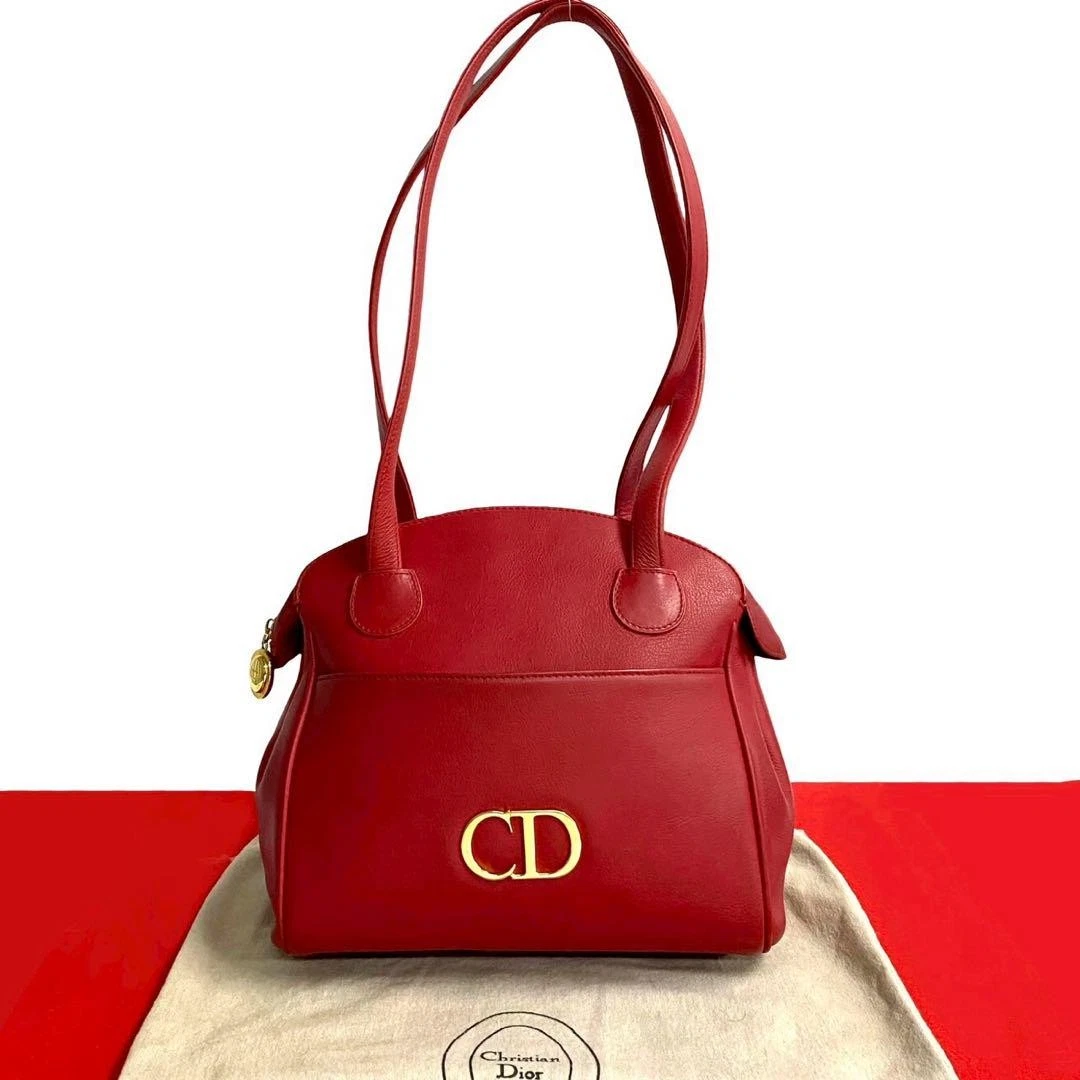 Sac demi épaule cuir logo CD Christian Dior rouge taille /Occasion++