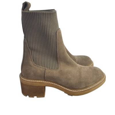 Steve Madden Kiley Chelsea bootie  taupe suede ribbed fabric cuffs Size 7M