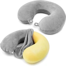 2 Packs Travel Neck Pillow Cover, Reusable U Shaped Washable Soft Smooth Airplan