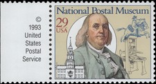 US Scott # 2779, Benjamin Franklin, National Postal Museum,  1993 29¢ Stamp, MNH